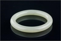 Chinese Hetian White Jade Carved Bangle