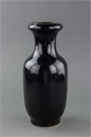 Chinese Qing Period Black Porcelain Vase Qianlong