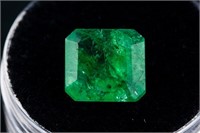 3.35ct Square Cut Columbian Emerald Certified