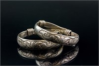 Pair Chinese Silver Bracelet with Zu Yin Mark
