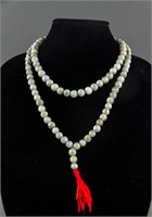 Chinese Green Jadeite Carved 108 Beads Necklace