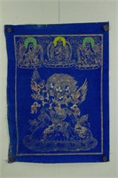 Tangka Buddha on Silk With Red Seal on Back