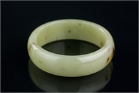 Chinese Hetian White Jade Carved Bangle