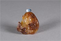 Chinese Agate Carved Tiger Snuff Bottle