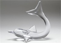 Daum France Lead Crystal Dolphin Centerpiece