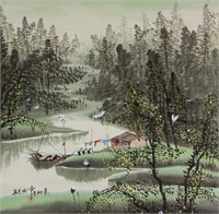 Wu Guanzhong 1919-2010 Watercolour Paper Scroll