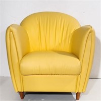 Vibrant Yellow Leatherette Barrel Back Armchair