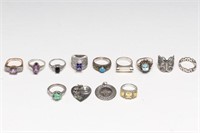11 Sterling & 2 Silver-Tone Jewelry Articles