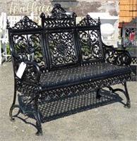 19th c. Signed Cast Iron Bench