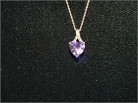 Purple Heart Pendant In 10KT White Gold Necklace