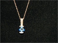 Sapphire Pendant Necklace in 10k White Gold