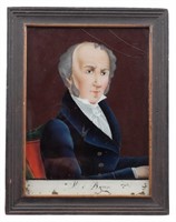 19th c. Reverse Painting Of Van Buren