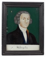 19th c. Reverse Painting Of Washington