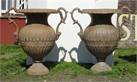 Pair Of Cast Iron Urns