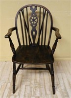 English Windsor Wheel Back Oak Carving Chair.