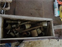 D- WOODEN BOX OF TOOLS