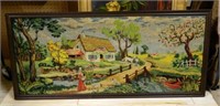 Farm Scene Framed Needlepoint.