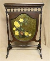 Edwardian Spindle Gallery Crowned Fire Screen.