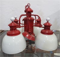 Vintage Red & White 4-Light Chandelier