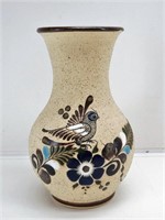 Mexican Tonala Pottery Vase- Signed RS Mexico