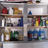Contents in cabinet & on shelf, fishing pole