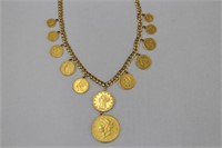 12 US Gold Coin Necklace Set in 14K