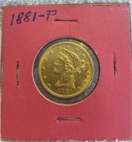 1881 P $5 Gold
