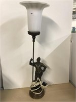 Metal Knight Base Lamp with Glass Shade