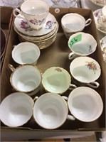 Tray with 10 Teacups & Saucers