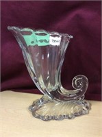 Glass Cornucopia shaped Vase