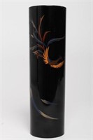 Yamamoto Kansai Japanese Black Lacquer Spill Vase