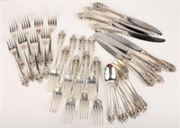 48 PC. WALLACE STERLING GRAND BAROQUE FLATWARE SET