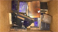 Old copper printing blocks in a box, diners,