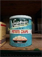 Vintage Superior potato chips 1 lb tin