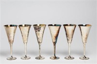 6 Christian Dior Silver-Plate Champagne Flutes