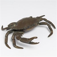 French Art Nouveau Bronze Crab-Form Inkwell