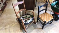 Antique child's Rocker inch straight chair with a