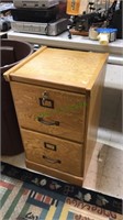 Oak two drawer file cabinet with the key, 28 x 16