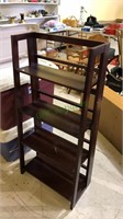 Folding bookshelf w/ flip up shelves, folds flat