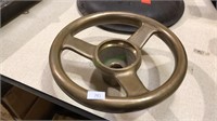 Solid brass valve wheel, 8 inch diameter, and has