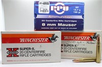 34 Rds 8mm Mauser Cartridges & (18) Shells