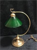 Vintage Bankers Lamp with Green Shade