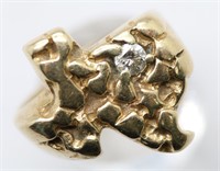 14K Gold Nugget Style Texas 20pt Diamond Ring