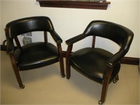 2 Office Chairs w/Cherry Finish Arms