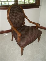 Thomasville Walnut Arm Chair w/Burgundy Upholstery