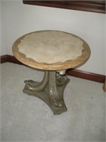 Round End Table w/Marble Top-27x27x26