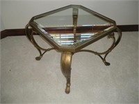 Glass Top Table w/Wrought Iron Base-28x28x23