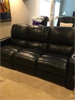 Black Leather Movie Room Sofa Chair/3 Seats-37x30