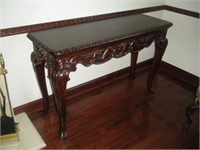 Cherry Finish Sofa Table-Veneer Inlaid Top