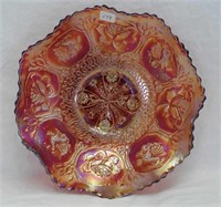 Dragon & Lotus ruffled bowl - red
